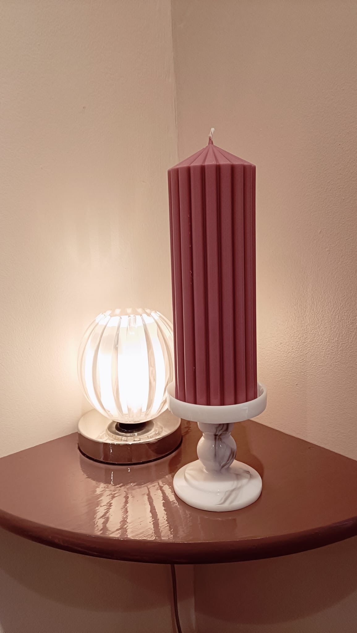 20cm Soy Wax Ribbed Church Pillar Candles - Unscented ( in 4 Colours)
