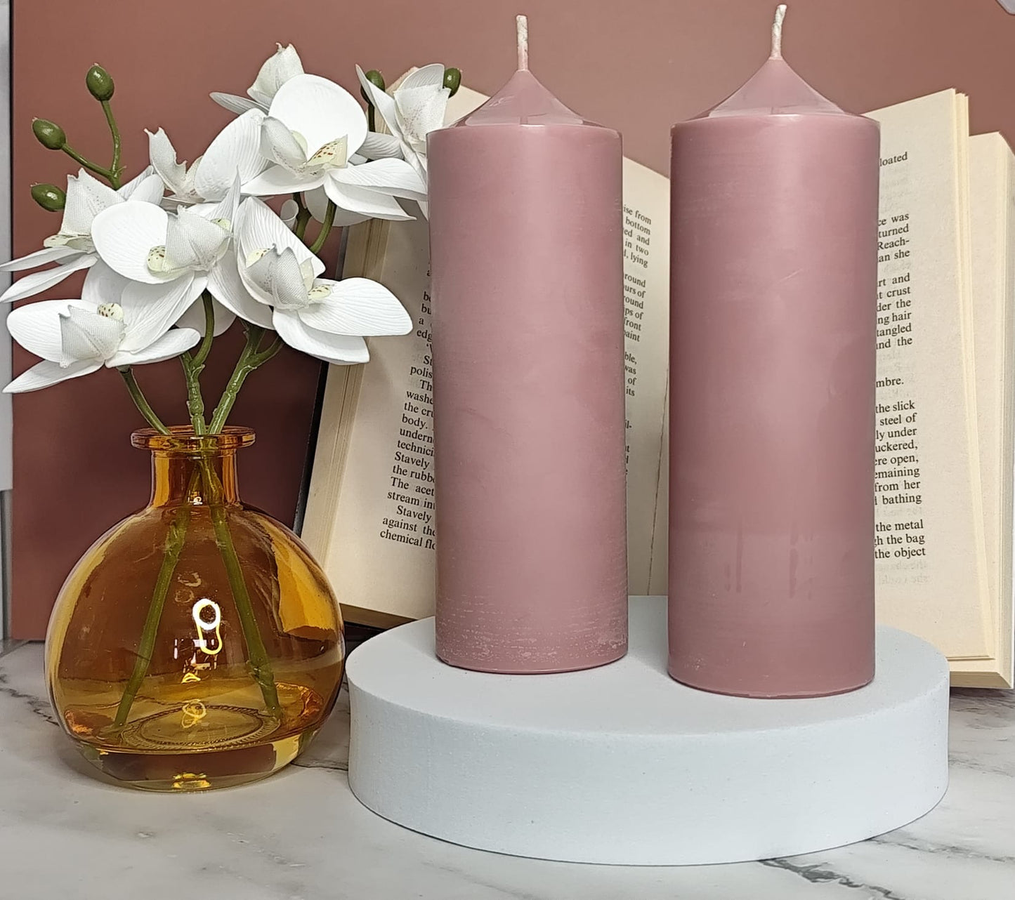 Slate Soy Wax Church Pillar Candles - Unscented, Set of 2 (4 Sizes)