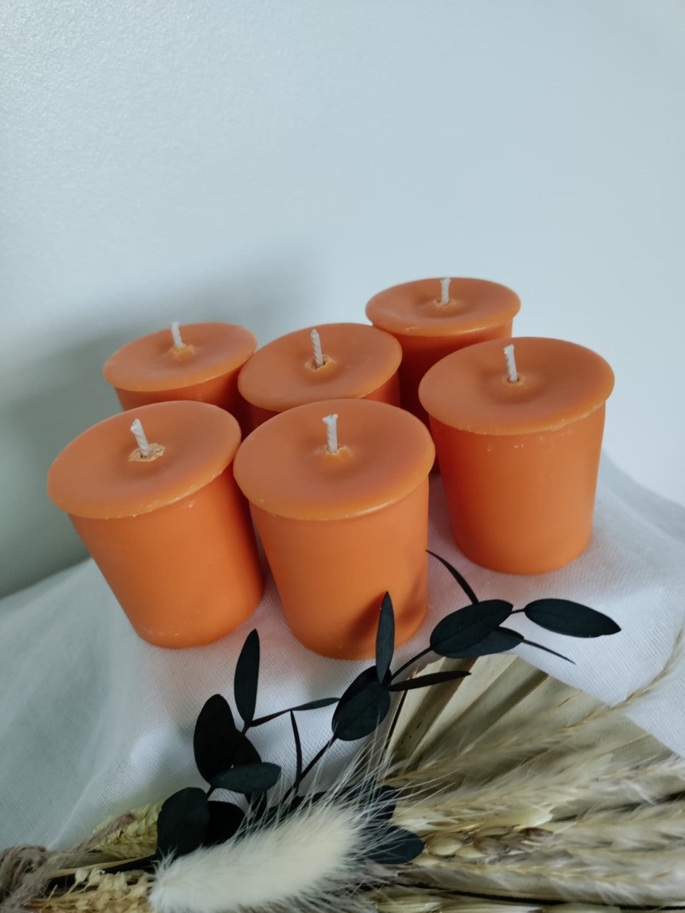 9cl Votive Soy Wax Candles - Unscented, Pack of 6 Rustic Orange
