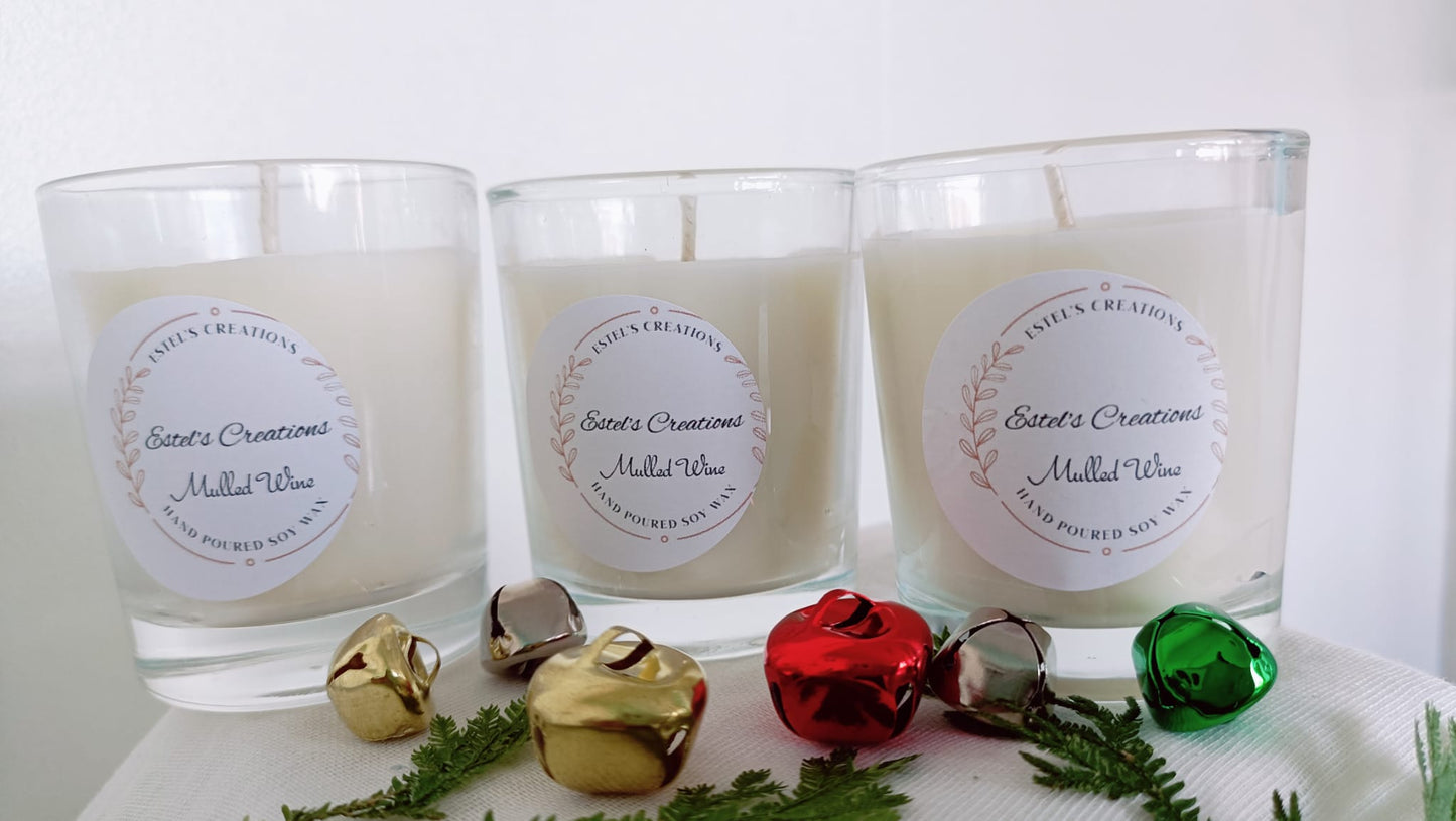 Mulled Wine Votive Soy Wax Jar Candles - Set of 3