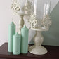 Peppermint Green Soy Wax Pillar Candles - Unscented, Set of 2 (Various Sizes)