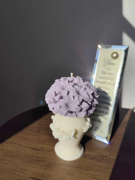 Purple Flower Bouquet Soy Wax Decorative Candle