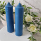 Blue Soy Wax Church Pillar Candles - Unscented, Set of 2 (4 Sizes)