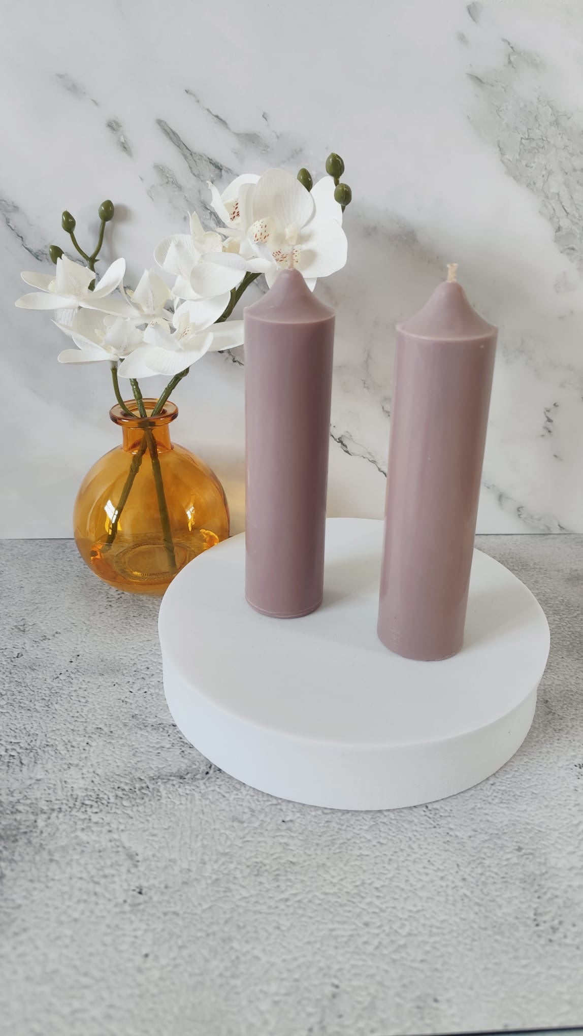 Slate Soy Wax Church Pillar Candles - Unscented, Set of 2 (4 Sizes)