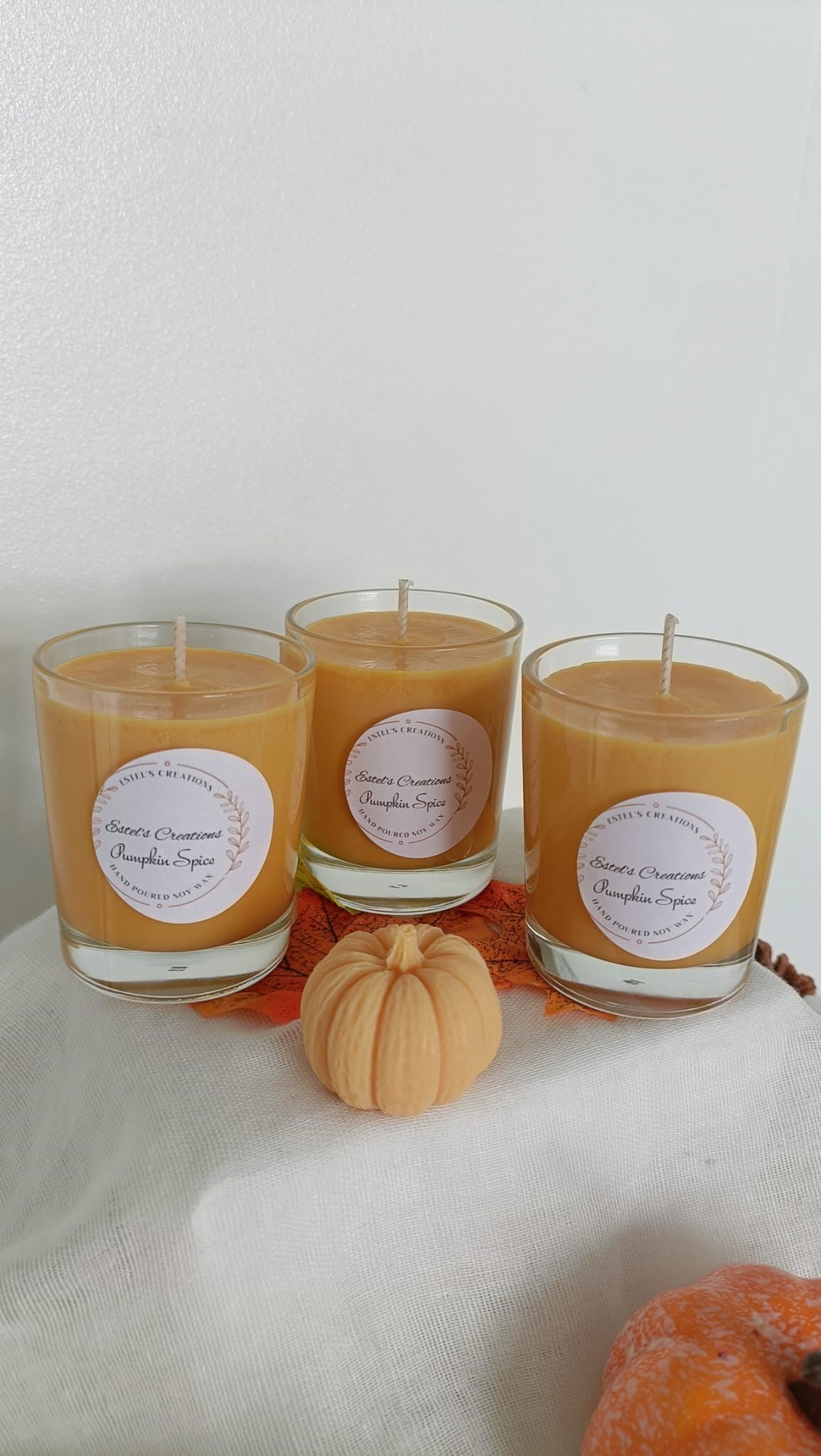 9cl jar Votive Soy Wax Candles - Set of 3 - Pumpkin Spice scent