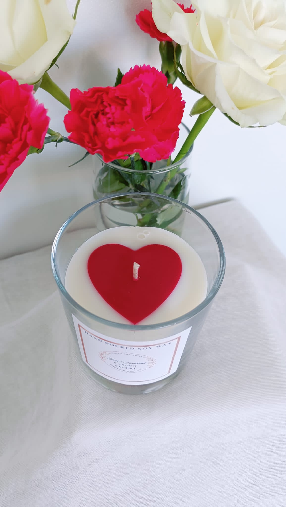 30cl Heart Scented Soy Wax Glass Jar Candle (Various Scents)