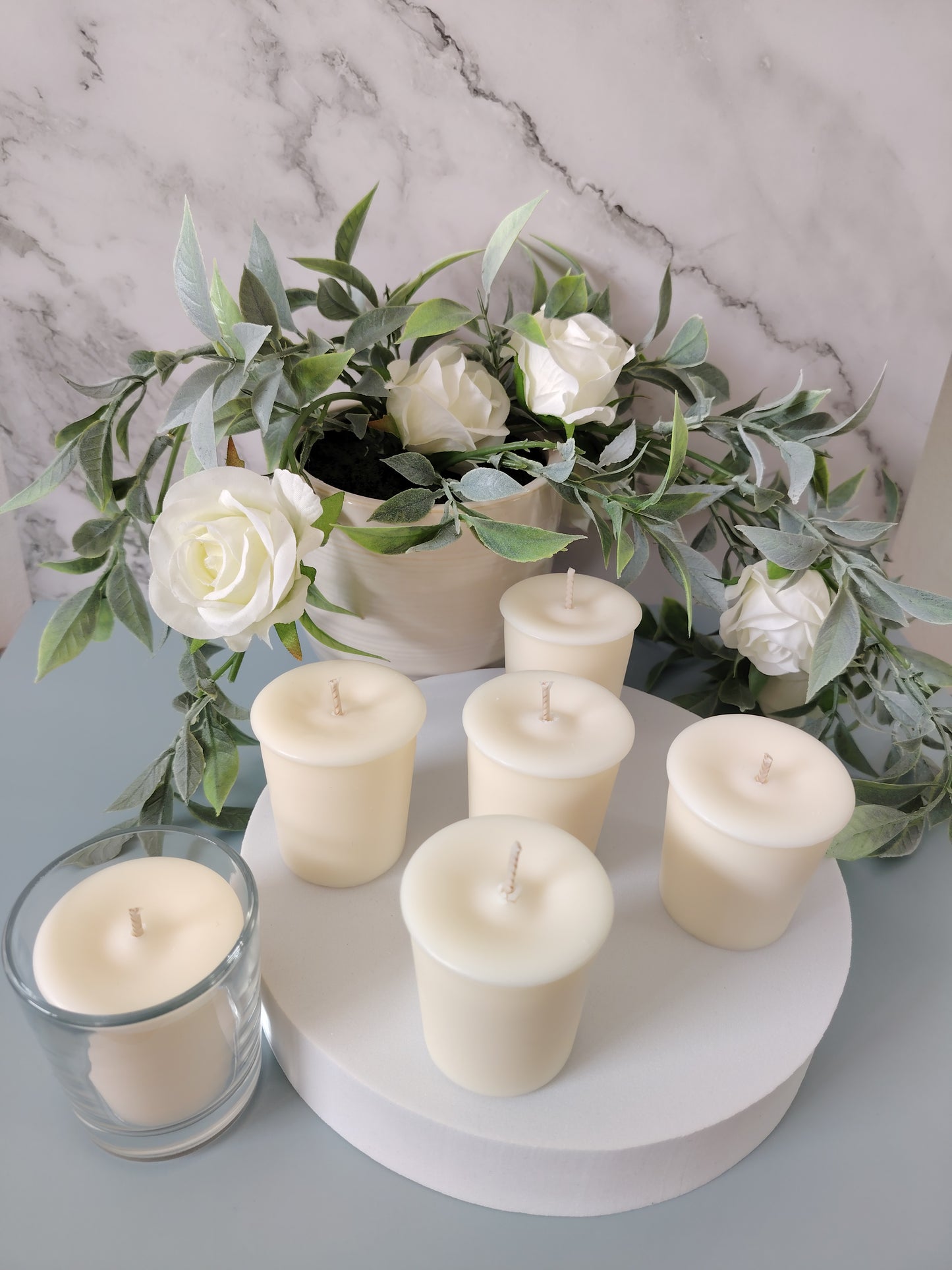 9cl Votive Soy Wax Candles - Unscented, Pack of 6 Ivory