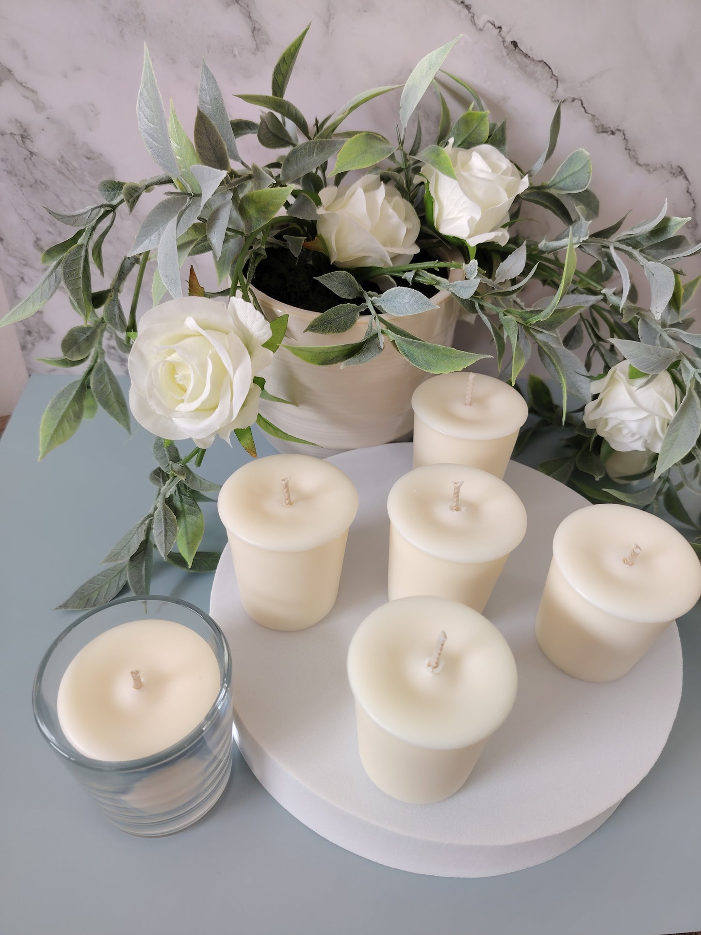 9cl Votive Soy Wax Candles - Unscented, Pack of 6 Ivory