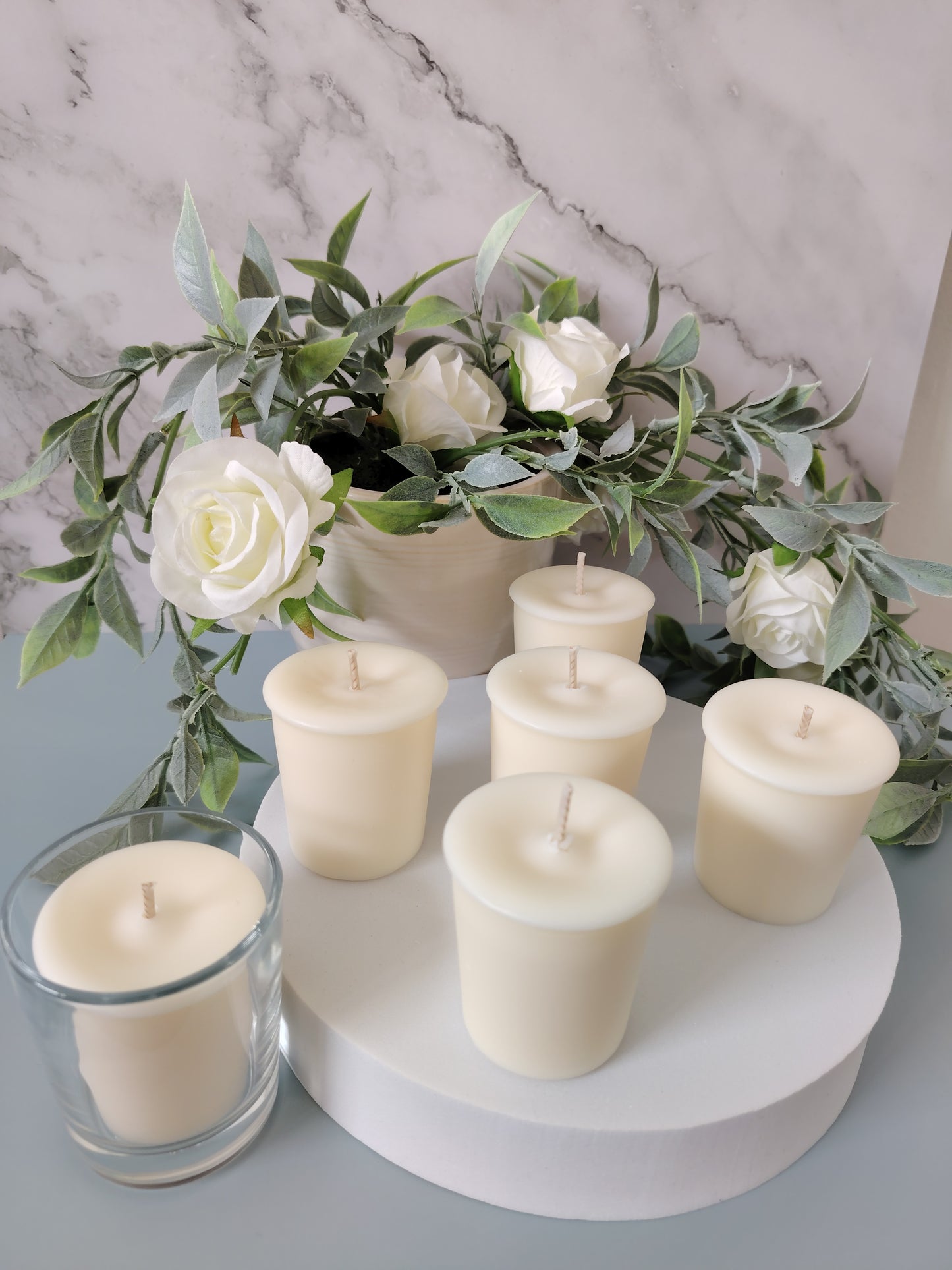 9cl Votive Soy Wax Candles - Unscented, Pack of 6 Ivory