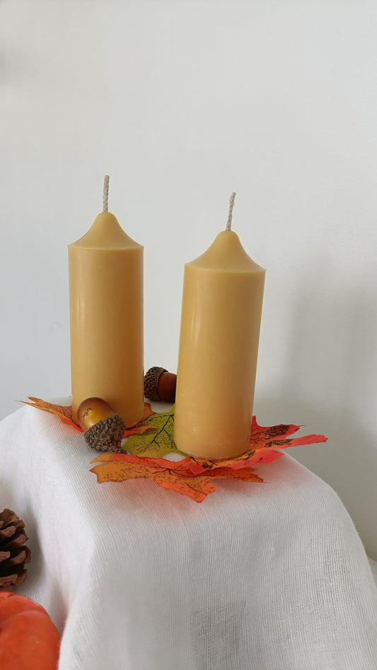 Orange Soy Wax Pillar Candles - Unscented, Set of 2 (Various Sizes)