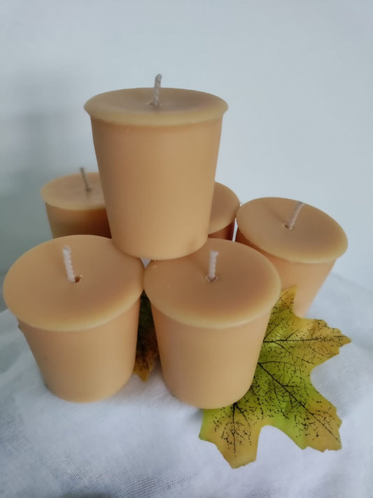 Pumpkin Spice Votive Soy Wax Candles - Scented, Pack of 6