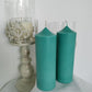 Teal Green Soy Wax Pillar Candles - Unscented, Set of 2 (Various Sizes)