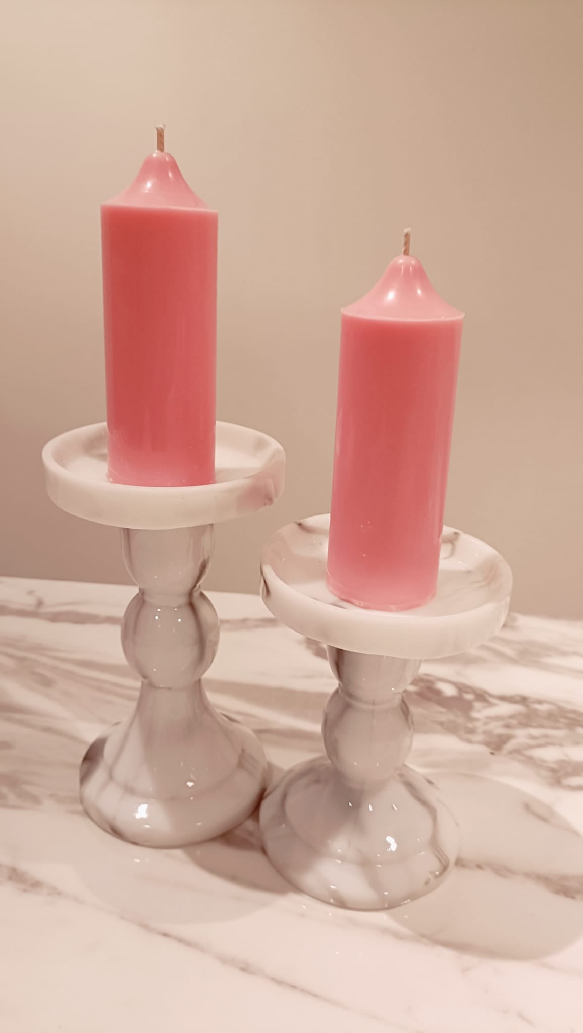 Pink Soy Wax Pillar Candles - Unscented, Set of 2 (Various Sizes)