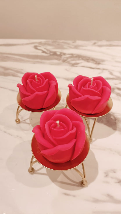 Red Rose Soy Wax Candles - Scented, Pack of 3