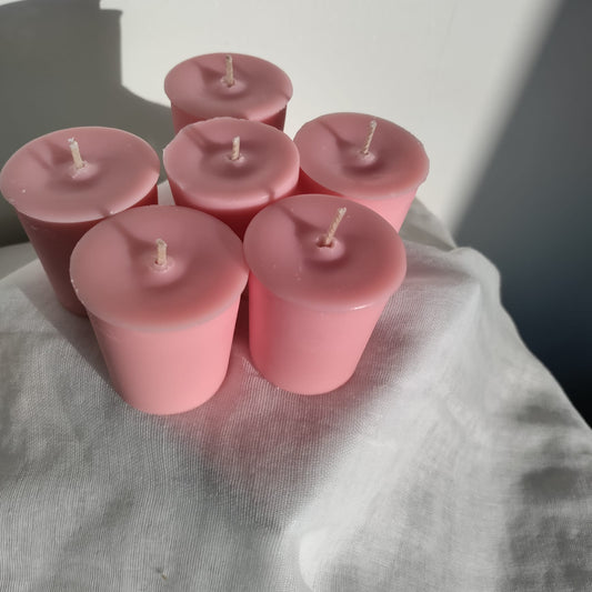 Pink Votive Soy Wax Candles - Unscented, Pack of 6