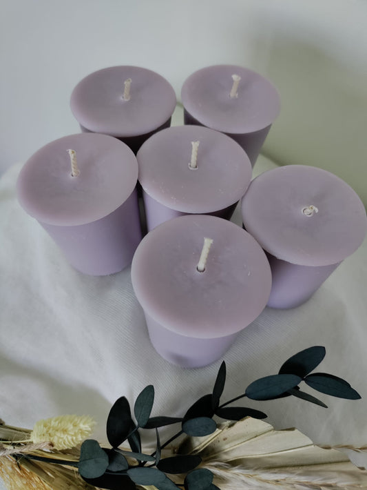 Lilac Votive Soy Wax Candles - Unscented, Pack of 6