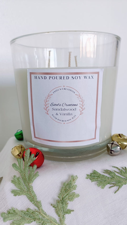 Sandalwood and Vanilla 3 Wick Tall Candle